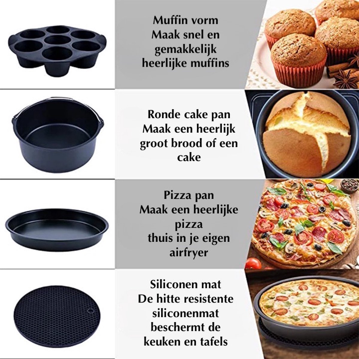 SOBEAU 7 inch airfryer-accessoires, 16-delige set met 200 vellen SOBEAU 7 inch airfryer-accessoires, 16-delige set met 200 vellen
