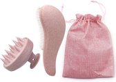 Scalp massager en haar borstel - 2 packs Eco-vriendelijke Tarwe stro matte - haarborstel met hoofdhuid massager shampoo borstel set - voor nat en droog haar