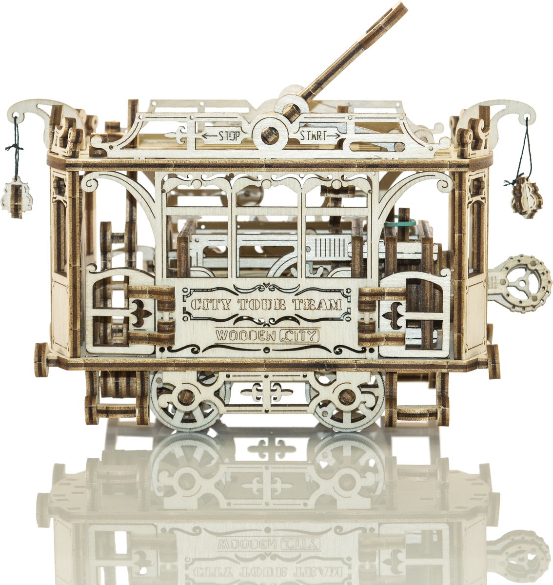 Wooden City Stadstram met rails - Houten Modelbouw