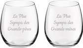 Drinkglas gegraveerd - 39cl - Le Plus Sympa des Grands-Pères & La Plus Sympa des Grands-mères