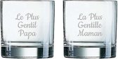 Whiskeyglas gegraveerd - 38cl - Le Plus Gentil Papa & La Plus Gentille Maman