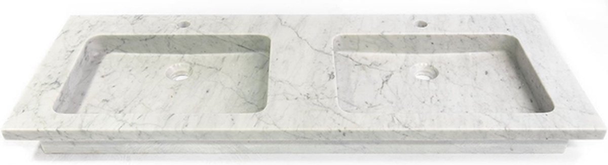 Saniclass Dia meubelwastafel 120x46x9cm met 2 kraangaten 2 sifonuitsparingen 2 wasbakken marmer Wit gepolijst