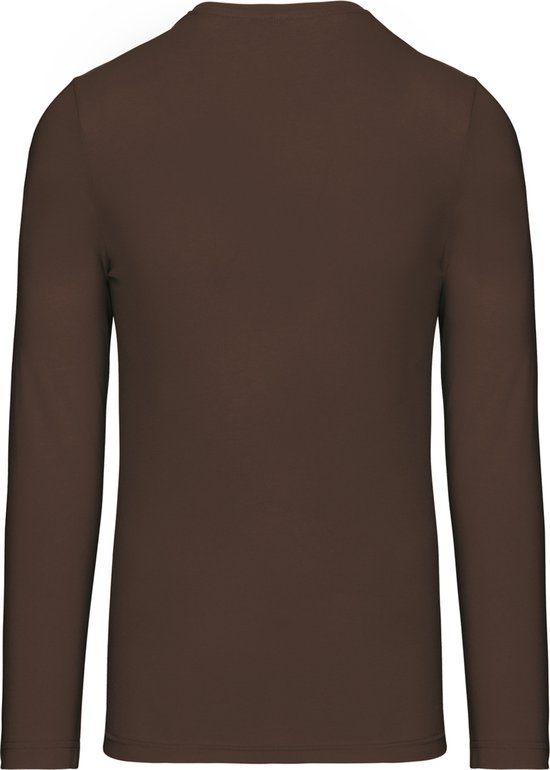 Kariban T-shirt V-hals lange mouwen K358 - Chocolate - XL
