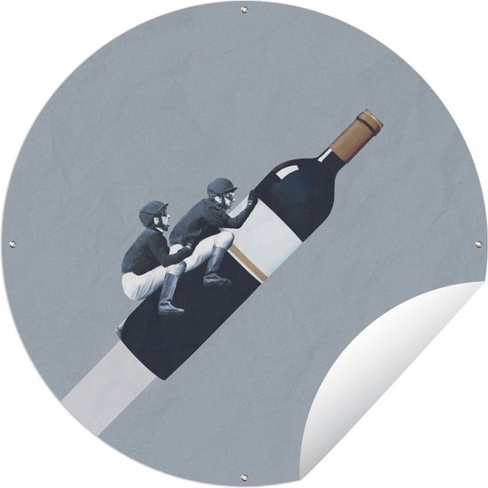 Tuincirkel Fles - Mannen - Vintage - 150x150 cm - Ronde Tuinposter - Buiten