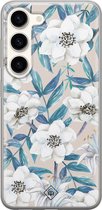 Casimoda® hoesje - Geschikt voor Samsung S23 - Bloemen / Floral blauw - Backcover - Siliconen/TPU - Blauw