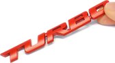 Auto Embleem Turbo - Glossy Rood - Zelfklevende Badge - Sport Logo - universeel/alle automerken - voor Achterklep - Auto Accessoires