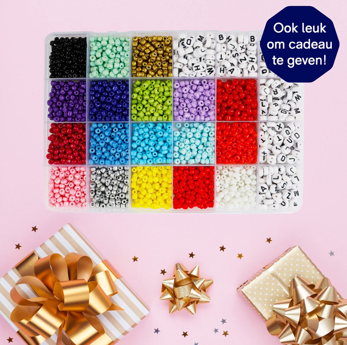 Premium Creatives Kralen Set - Sieraden Maken - Glas Kralen - Letterkralen – Kralen doos - Bedels - Rocailles - Complete set — afbeelding 6