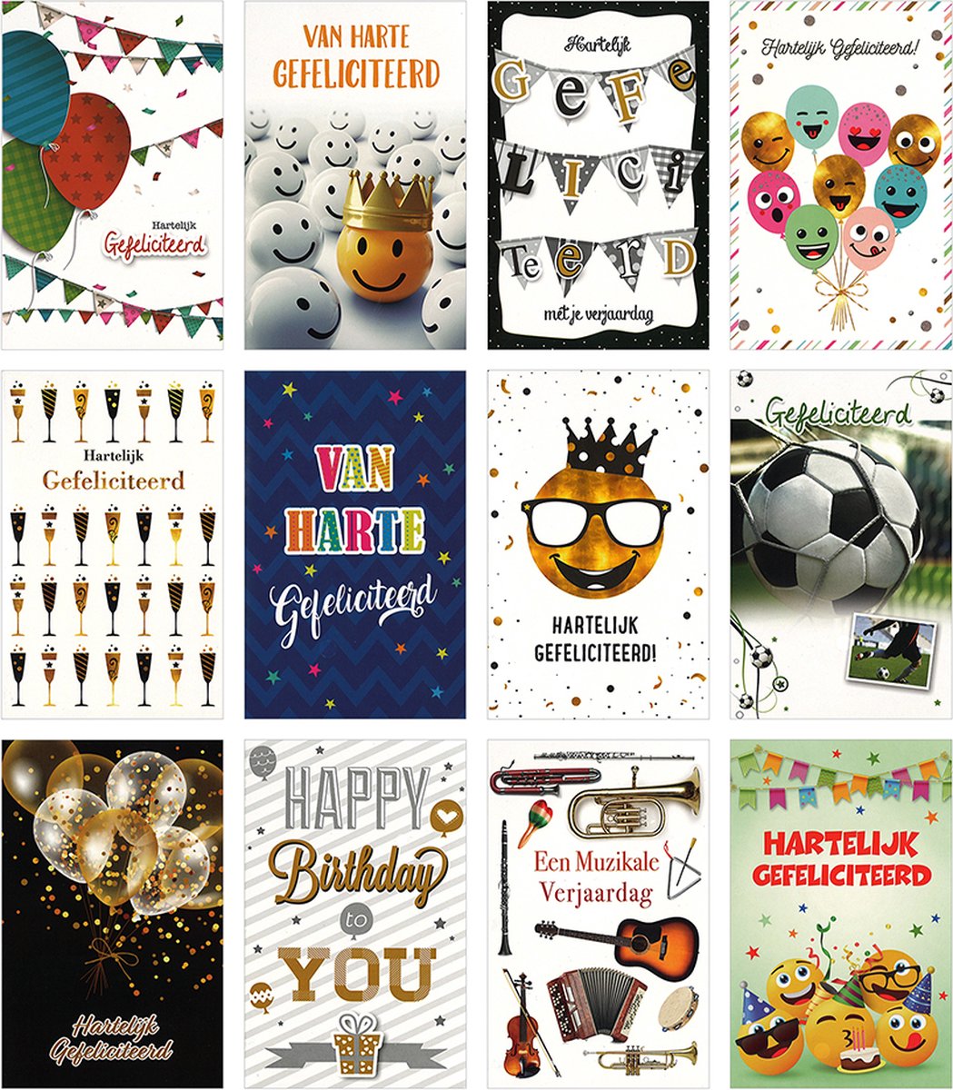 MGPcards - 12 wenskaarten met envelop - Gefeliciteerd
