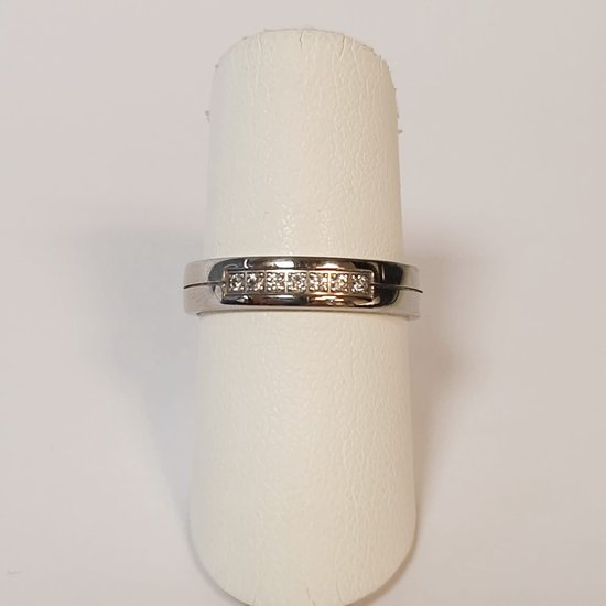 Trouwring - dames - Aller Spanninga - 118-4 - palladium - diamant - sale juwelier Verlinden St. Hubert van €1012,= voor €658,=