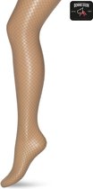 Bonnie Doon Visnet Panty Huidskleur Beige Dames maat L/XL 40/42 - Netpanty - Fishnet Tights - Visnet Patroon - Comfortabele Pasvorm - Stevig Materiaal - Super Elastisch - Doorschijnend - Zand - Sand - BN751994.342