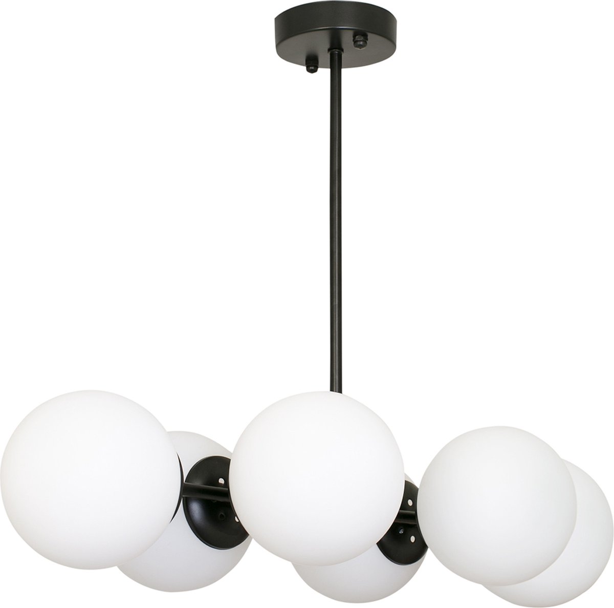 Chesto Lara Milky - Luxe Industriële Hanglamp - 6 Glazen Bollen Crème Wit - Eetkamer, Woonkamer