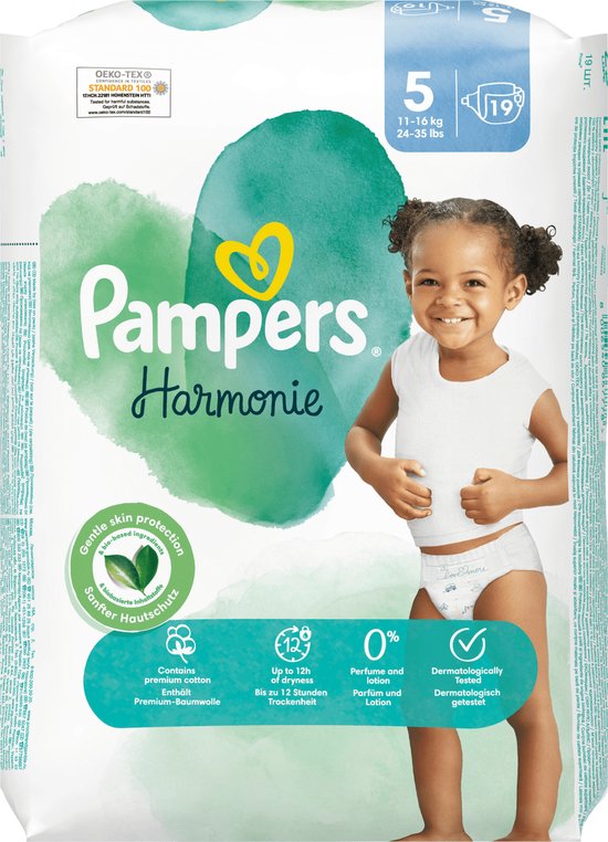 Couches Pampers Harmonie pour bébé Taille 5 Junior (11-16 kg), 19