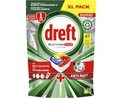 Dreft Platinum Plus - All In One - Vaatwascapsules - Anti-Matt Technologie - Citroen - 47 Afwasbeurten