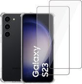 Geschikt voor Samsung S23 Plus Hoesje + 2x Screenprotector – Gehard Glas Cover + Shock Proof Case – Transparant