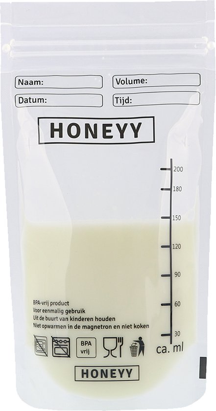 Honeyy - Moedermelk Bewaarzakjes - 150 Stuks - Schenktuit - 220 ml - Vriezer En Koelkast - Lekvrij - Dubbelwandig - BPA-vrij - Honeyy