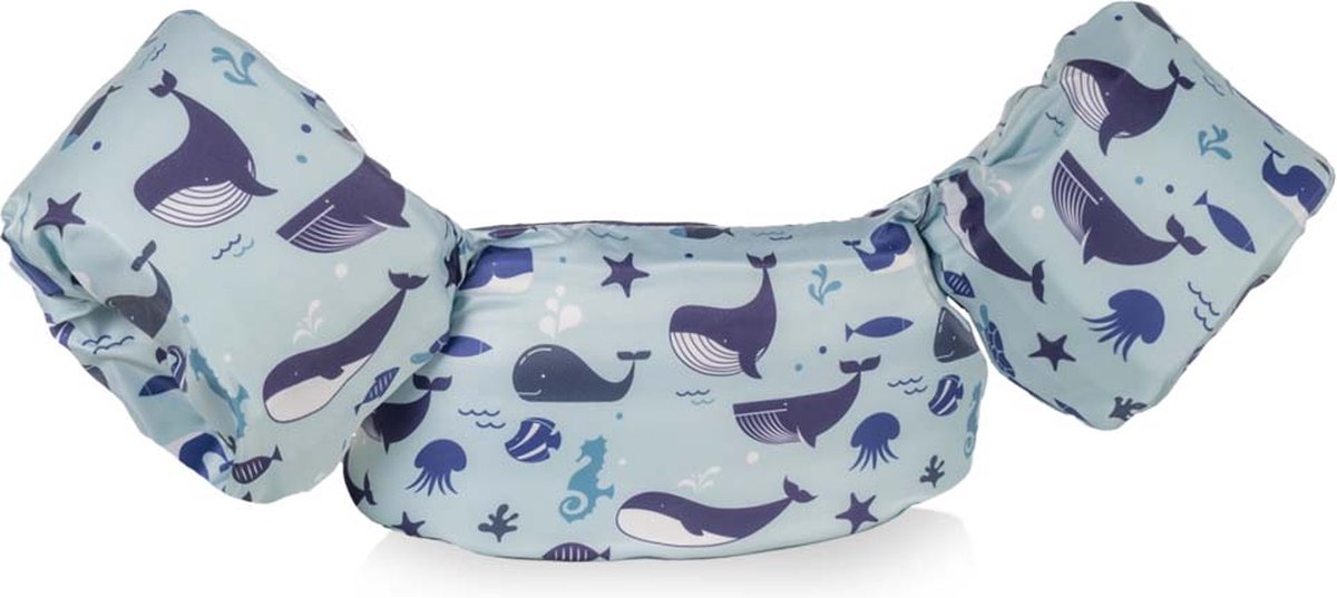 HappySwimmer - Puddle jumper zwembandjes/zwemvest voor peuters en kleuters met Walvis print