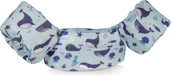 HappySwimmer® - Puddle jumper zwembandjes/zwemvest voor peuters en kleuters met Walvis print