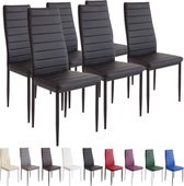 MILANO Eetkamerstoelen in Set van 6, Zwart - Gestoffeerde stoel met kunstleer bekleding - Modern stijlvol design aan de eettafel - Keukenstoel of eetkamerstoel met hoog draagvermogen tot 110kg