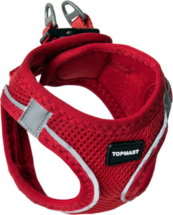 Foto: Topmast airmesh hondentuig click go rood xl reflecterend harnas hond hondentuigje hondenharnas voor puppy kleine medium en grote hond