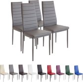 MILANO Eetkamerstoelen in Set van 4, Grijs - Gestoffeerde stoel met kunstleer bekleding - Modern stijlvol design aan de eettafel - Keukenstoel of eetkamerstoel met hoog draagvermogen tot 110kg