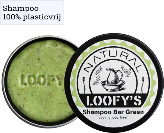 LOOFY'S - 0% Plastic - Shampoo Bar + Zeepbakje | Zeepblikje | Zeephouder - Green [Mojito] - Droog Haar Producten - 100% Vegan - Loofys