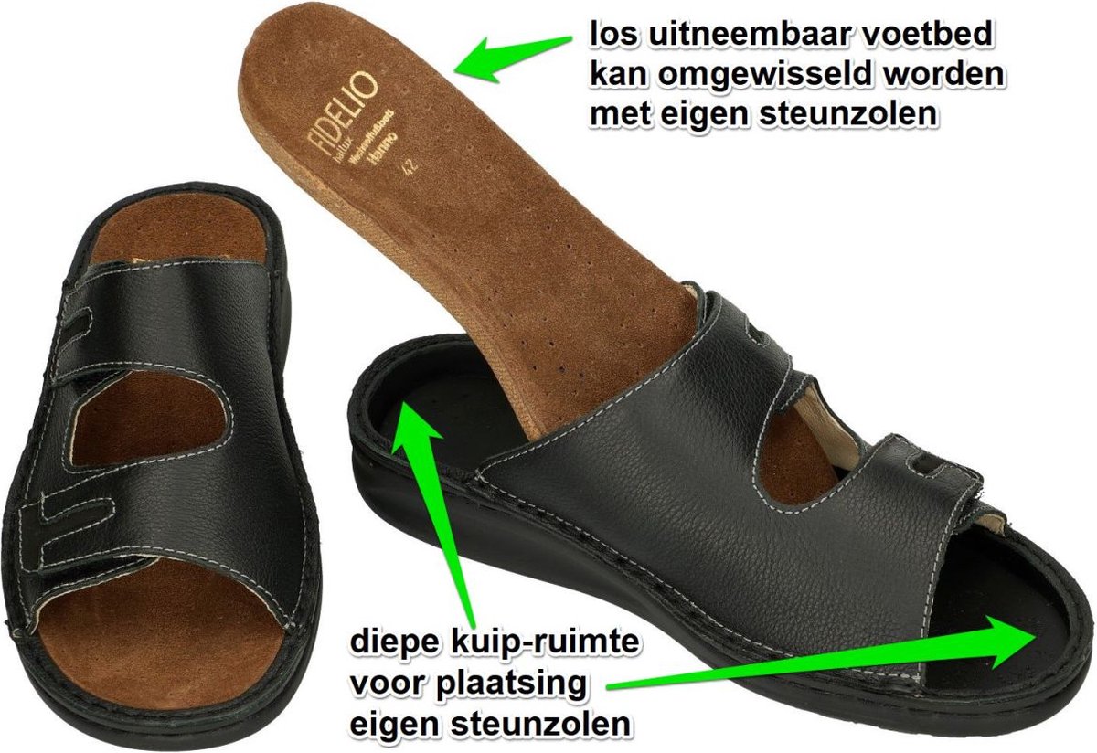 Fidelio Hallux -Heren - zwart - pantoffels & slippers - maat 43