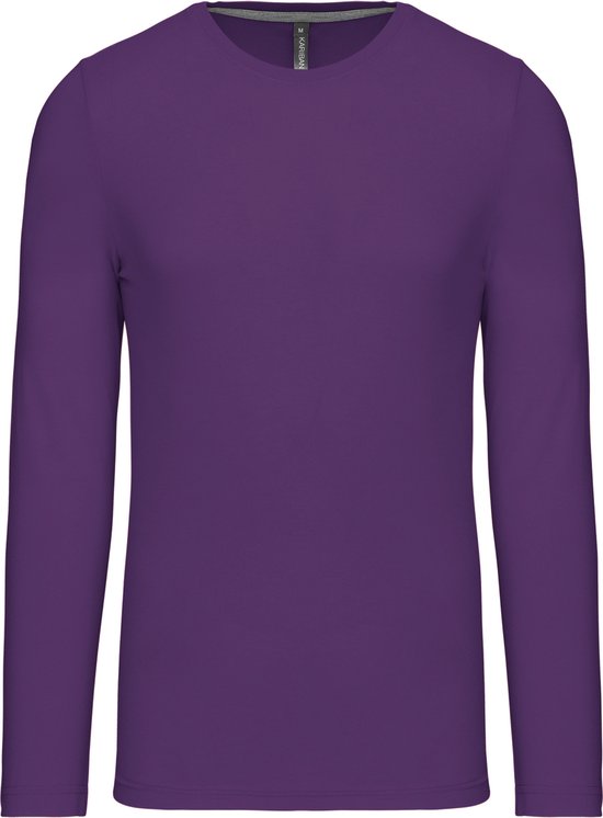 Herenshirt met lange mouwen en ronde hals Purple - XL