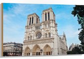 WallClassics - Hout - Notre-Dame Kathedraal - Parijs - 105x70 cm - 9 mm dik - Foto op Hout (Met Ophangsysteem)