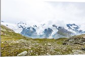 Dibond - Uitzicht vanaf Berg op Besneeuwde Berg - 120x80 cm Foto op Aluminium (Met Ophangsysteem)