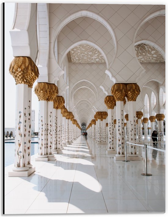 WallClassics - Dibond - Mooie Hal van Sjeik Zayed-Moskee - Abu Dhabi - 30x40 cm Foto op Aluminium (Met Ophangsysteem)