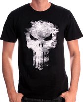 Marvel - Punisher Distress White Skull Black T-Shirt - S