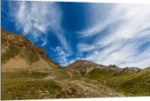 Dibond - Sluier Bewoling boven Groene Bergen - 120x80 cm Foto op Aluminium (Wanddecoratie van metaal)