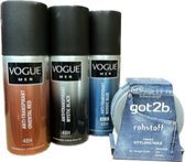 Vogue Deo Spray Pakket - Nordic Blue / Mystic Black / Oriental Red - met Got2B Wax!
