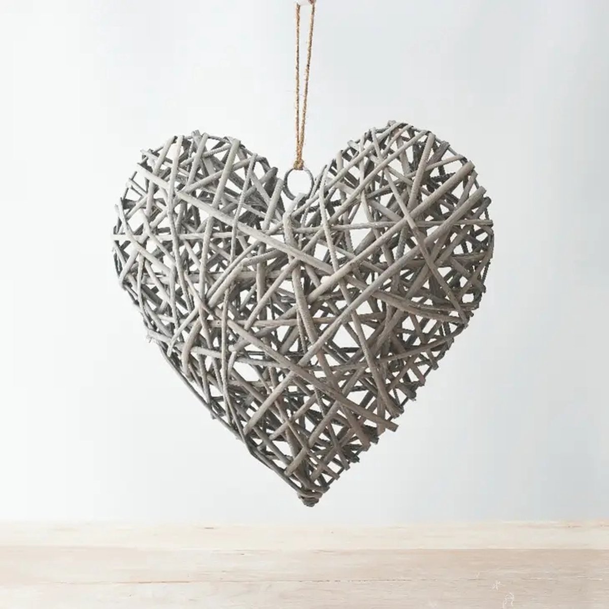 Rieten hart krans, 30 cm wilgenkrans hartvormige rotan krans doe-het-zelf ambachtelijke projecten hart rieten krans ring frame krans retro voordeur muur opknoping natuurlijke rotan vormige rustieke