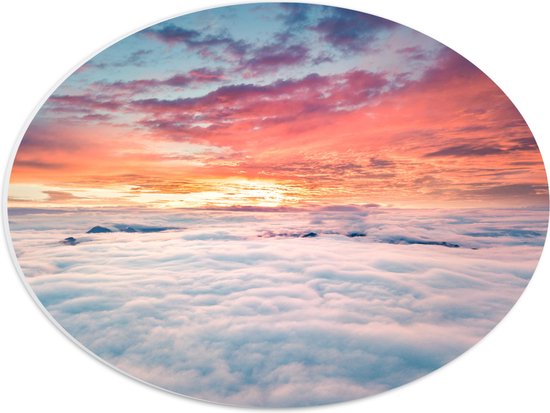 WallClassics - PVC Schuimplaat Ovaal - Zonsopkomst boven de Wolken - 40x30 cm Foto op Ovaal (Met Ophangsysteem)