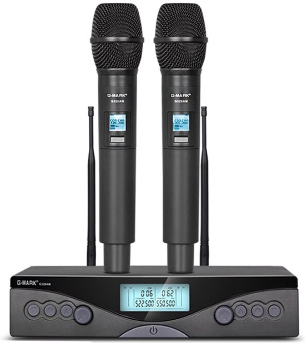 Draadloze Microfoon - G-MARK G320AM - Karaokeset - Draadloze Microfoonset UHF Met Twee Handmicrofoons - 100 Meter Ontvangst - Geschikt Voor Toespraken - Zwart