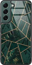 Casimoda® hoesje - Geschikt voor Samsung Galaxy S22+ - Abstract Groen - Luxe Hard Case Zwart - Backcover telefoonhoesje - Groen