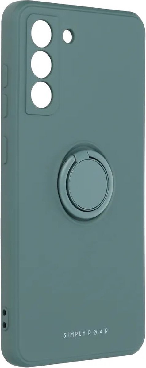 Roar Amber Siliconen Back Cover hoesje met Ring Samsung Galaxy S21 FE - Groen