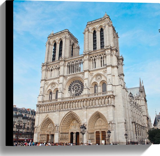 WallClassics - Canvas - Notre-Dame Kathedraal - Parijs - 40x40 cm Foto op Canvas Schilderij (Wanddecoratie op Canvas)