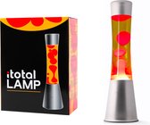 i-Total Lavalamp - Lava Lamp - Sfeerlamp - 40x11 cm - Glas/Aluminium - 30W - Geel met rode Lava - Zilvergrijs - XL2349