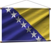 Textielposter - Rimpelige Vlag van Bosnië - 90x60 cm Foto op Textiel