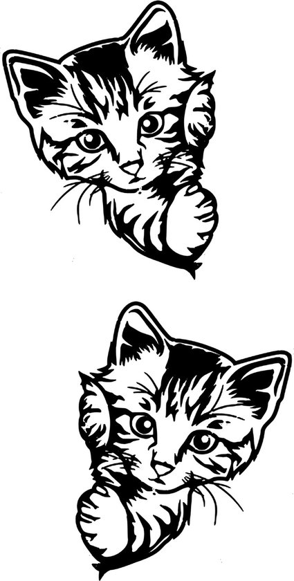 Raam sticker Peeking Cats - Kat - Gluur Kittens - Poezen - Decoratief Wall art set 2 stuks