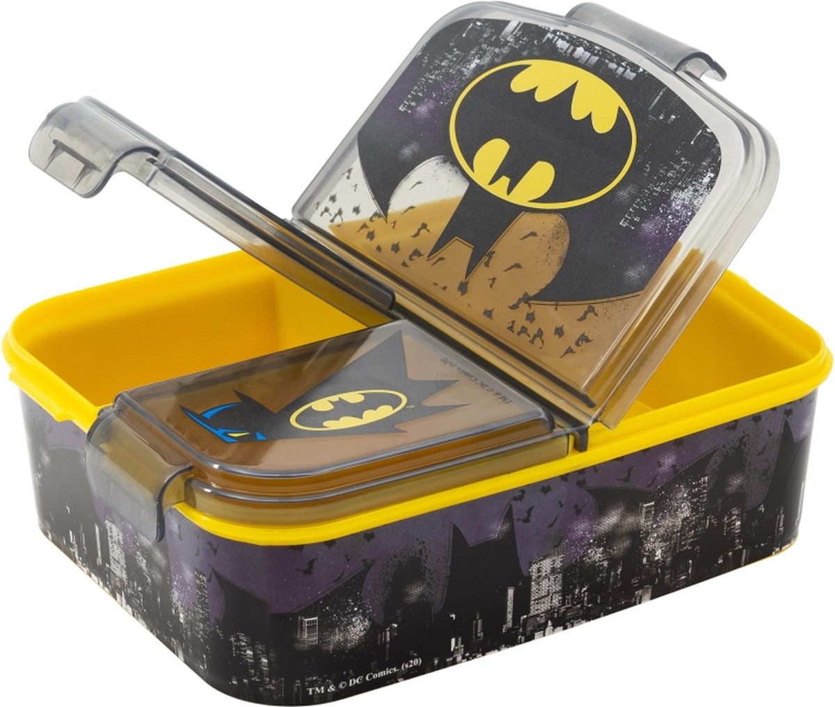 Batman Broodtrommel 3 vakjes - Officieel gelicentieerd - 18x13 cm - Brooddoos -Lunchbox