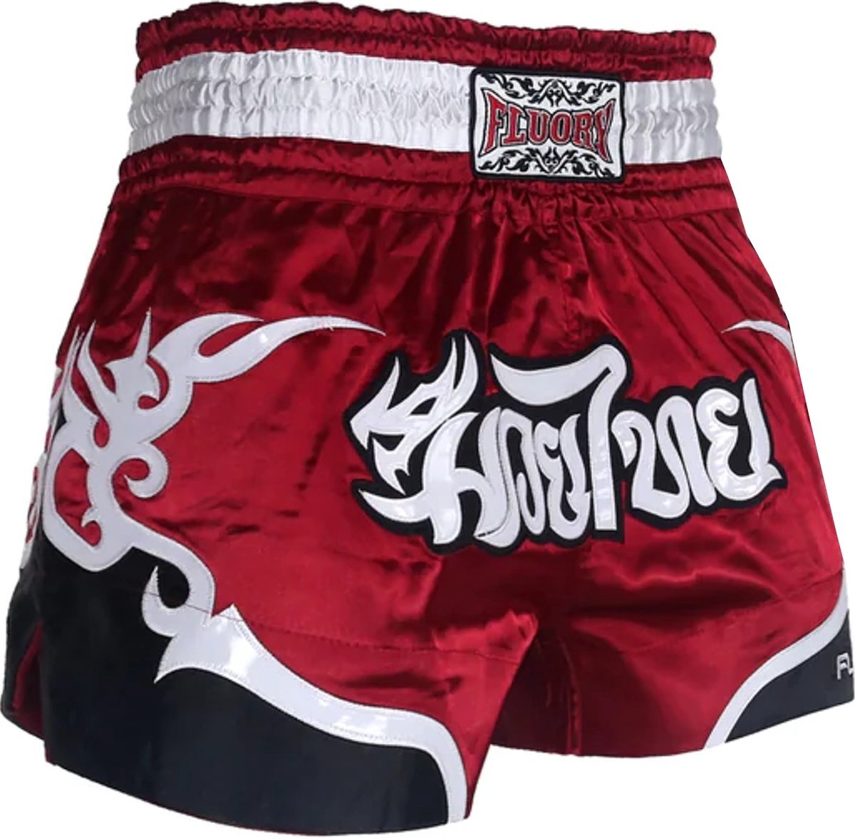 Fluory Muay Thai Short Kickboks Broek Tribal Wijnrood - L