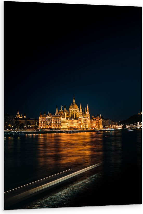 WallClassics - Panneau de Mousse PVC - Bâtiment du Parlement sur l' Water - Hongrie - 80x120 cm Photo sur Panneau de Mousse PVC