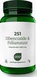 Groene pot met een wit etiket met de tekst '251 Dibencozide & Foliumzuur Vitamine B12 1.500 mcg'.