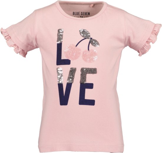 Blue Seven-Kids Girls knitted T-shirt-Rose orig - Maat 104