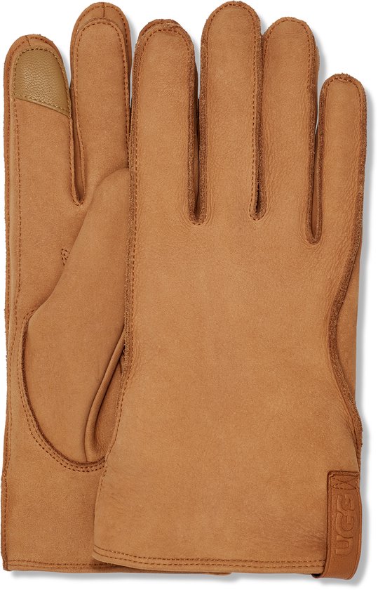 UGG LEATHER CLAMSHELL LOGO GLOVE - Gants Unisexe - Couleur: Cognac - Taille: L