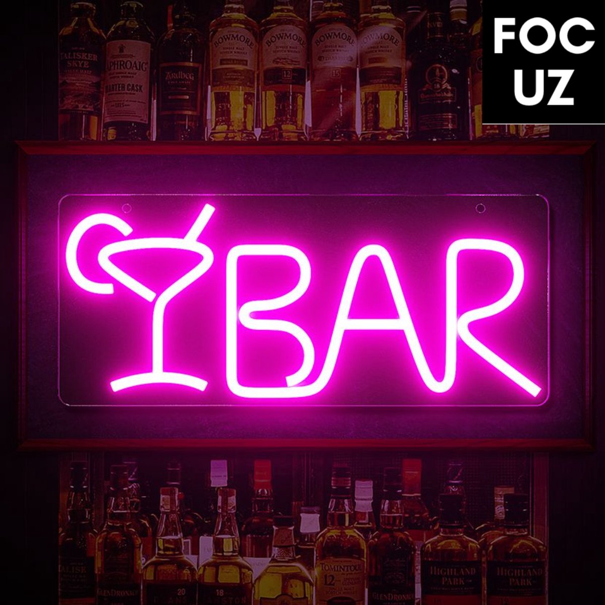 Focuz© Led Verlichting - Decoratie Licht - Neon Lamp - Decoratieve Wandverlichting - Feestverlichting - Partyverlichting -Barverlichting - Nachtlamp - Bar - Led Strip - Roze - 40.5x18 cm