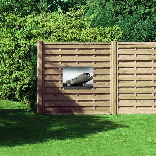 WallClassics - Poster de jardin – Épave d'avion abandonnée - 80 x 60 cm Photo sur poster de jardin (décoration murale pour extérieur et intérieur)